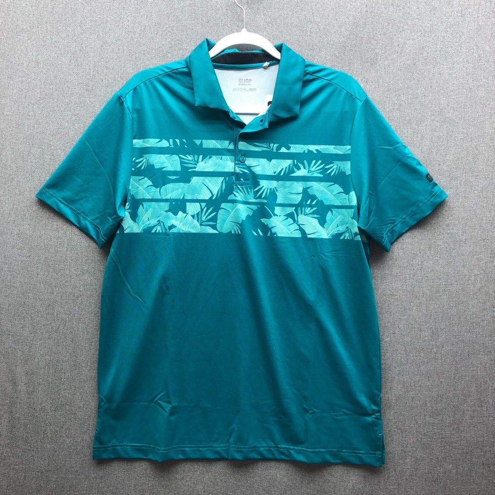 Sligo Men's Wally Polo Shirt with Tropical Print Size M